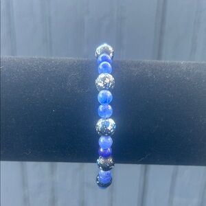 Elegant Blue and Silver Beaded Bracelet